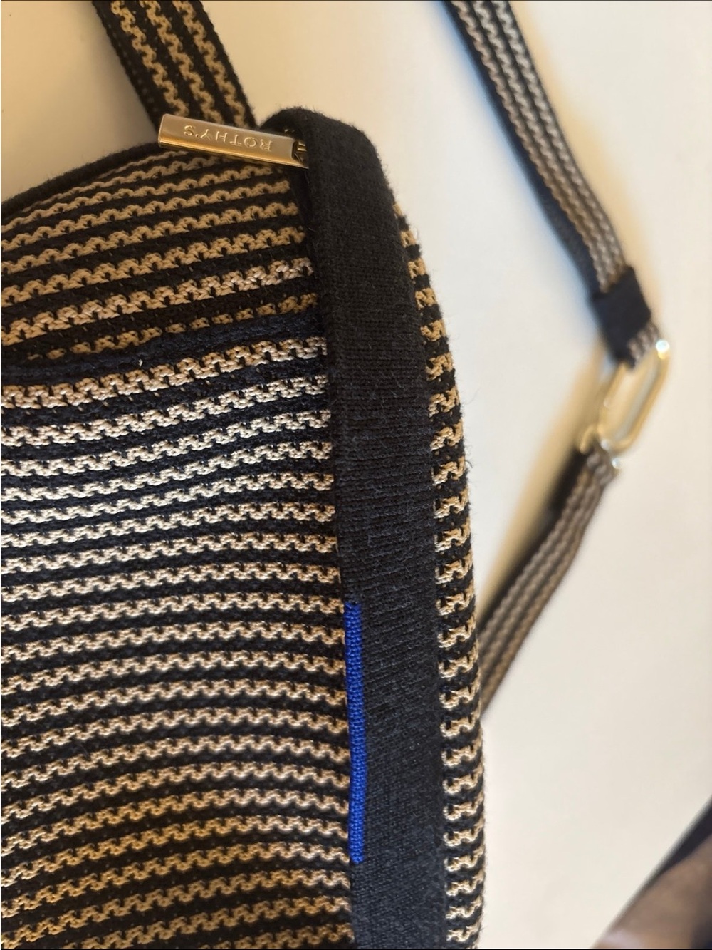 Rothy’s Black and Beige Woven Crossbody Belt Bag - Women's Stylish Everyday Bag - Picture 9 of 10